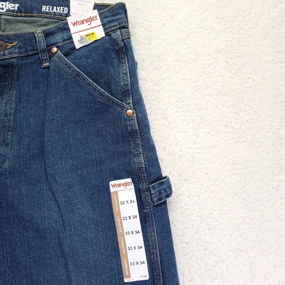 Wrangler Mens Relaxed Fit Carpenter Jeans Blue Denim 33x34 112366302 NWT